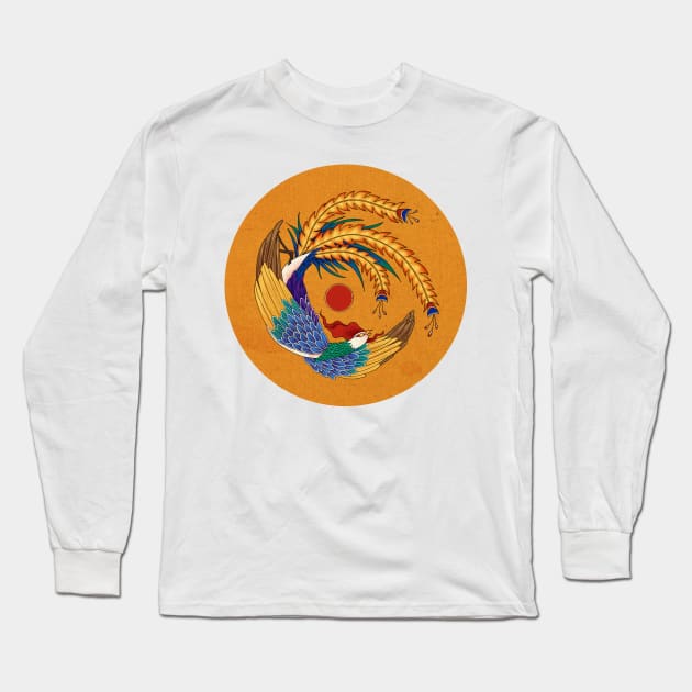 Minhwa: Asian Phoenix E Type (Korean traditional/folk art) Long Sleeve T-Shirt by koreanfolkpaint